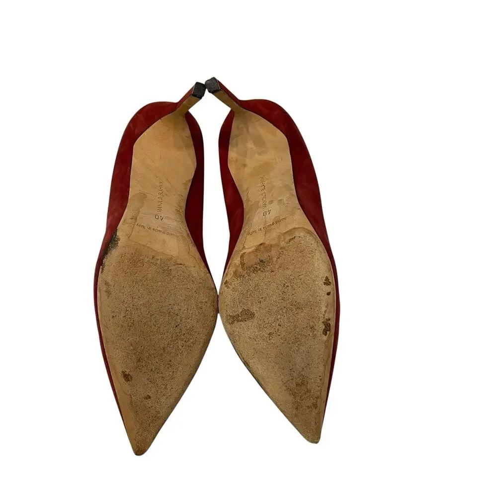 MANOLO BLAHNIK - BB Red Suede Pumps Size 40